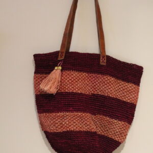 Sac à main en raphia lanières cuir - modèle 1