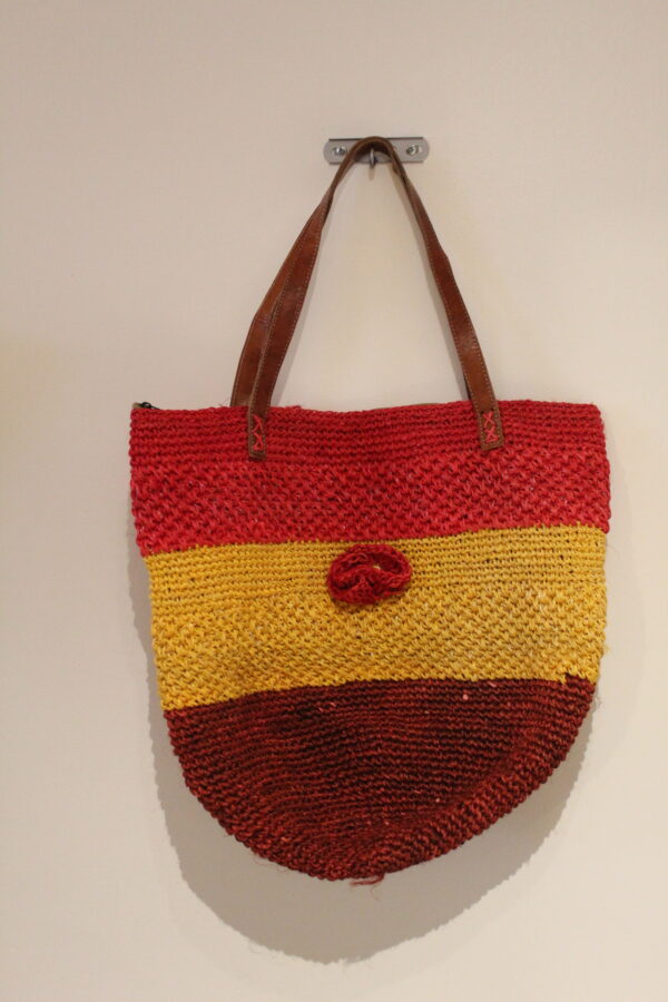 Sac à main en raphia lanières en cuir  - modèle 3 – Image 2