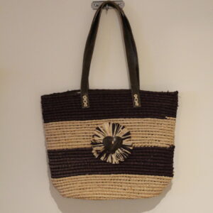 Sac à main en raphia lanières en cuir  - modèle 4