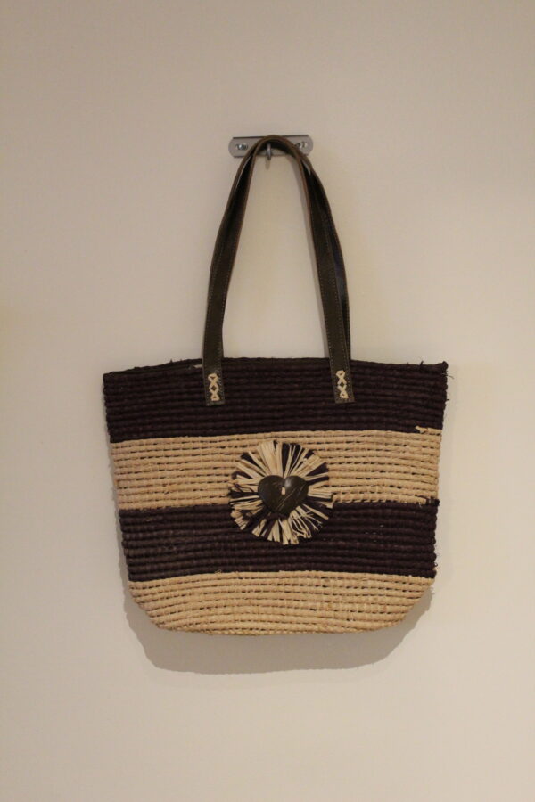 Sac à main en raphia lanières en cuir  - modèle 4
