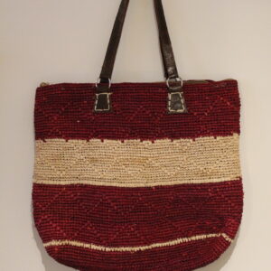 Sac à main en raphia lanières cuir