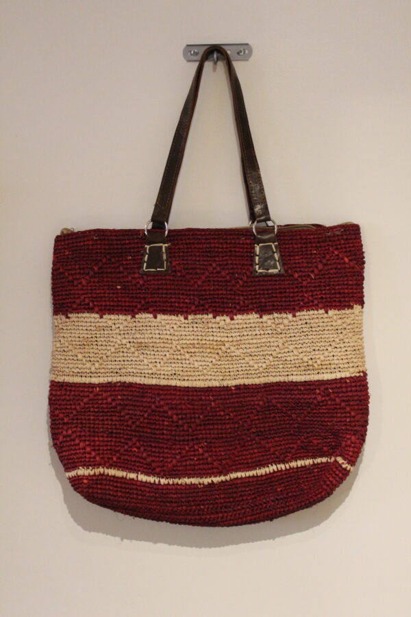 Sac à main en raphia lanières cuir